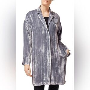 J Brand Gray Velvet Silk Blend Duster Jacket Size XS